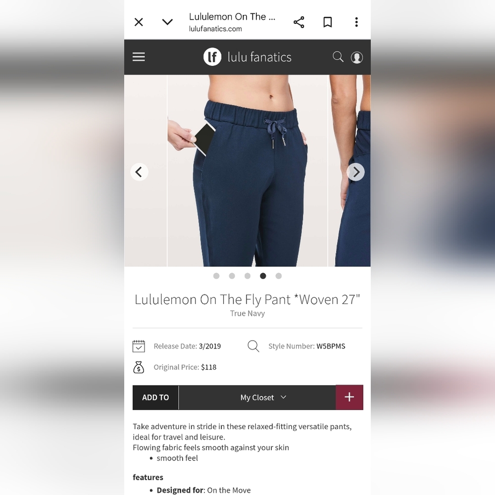 Lululemon On the Fly Pants